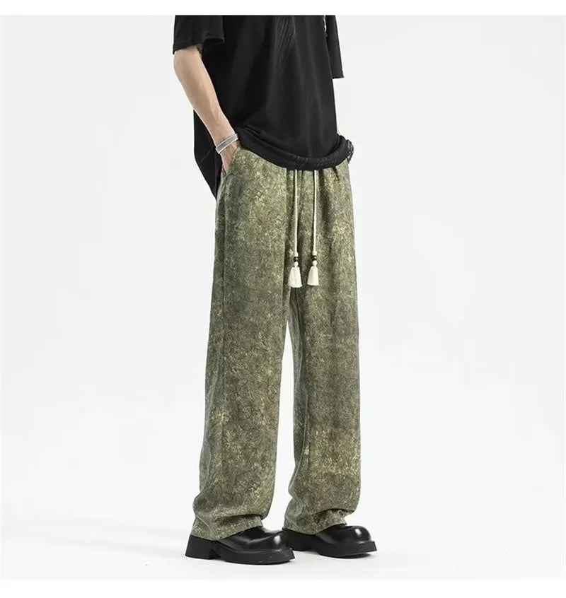 2024 goth tie dye corduroy pants mens autumn baggy wide leg straight casual trousers women drawstring hip hop y2k sweatpants unique joggers style 1361