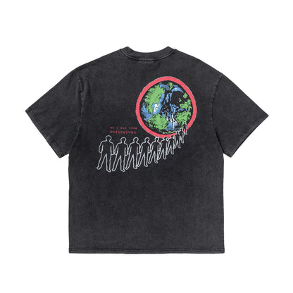 Retro Vintage Metal Rock Band T-Shirt Portrait High-Street Washed Distressed Cotton Tops T-Shirt For Summer Street King Limited