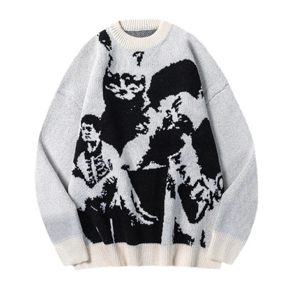 Hip Hop Punk Knitted Oversized Sweater Mens Autumn Winter O-neck Long Sleeve Pullover Streetwear Unisex Loose Sweaters Clothing Street King Limited
