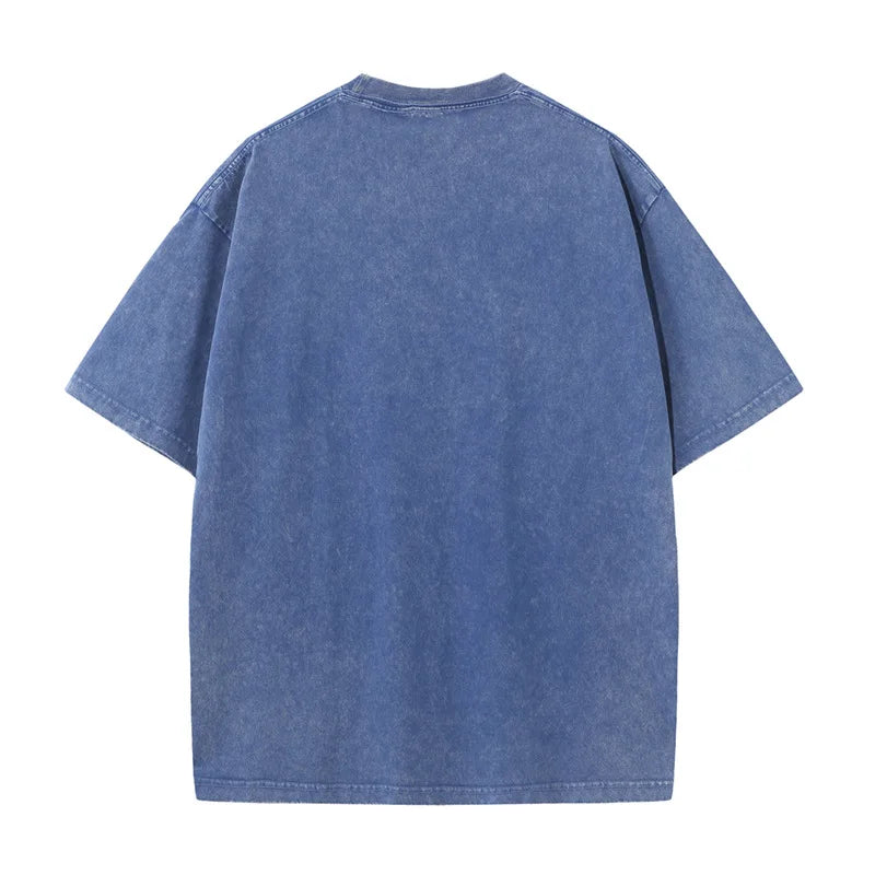 270g Heavyweight American Washed And Distressed Trendy Brand Loose Short-Sleeved T-Shirt For Men In Summer New Street Cotton Street King Limited