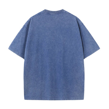 270g Heavyweight American Washed And Distressed Trendy Brand Loose Short-Sleeved T-Shirt For Men In Summer New Street Cotton Street King Limited
