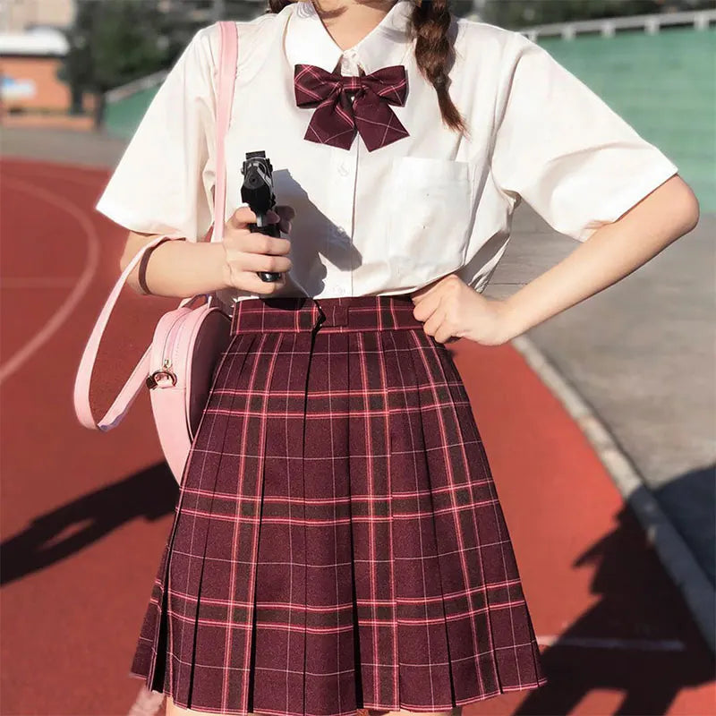 Jk Uniforms Gyaru School Uniform for Girl Student Pleated Skirt Uniform Set Women Short Sleeve Bow Tie Seifuku Japanese Style Street King Limited