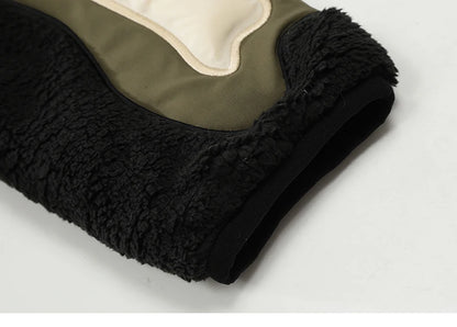 mens casual skulls patchwork fleece jackets coats new hairy stand collar zipper loose hoodies outerwears warm streetwear parkas unique default style 4800