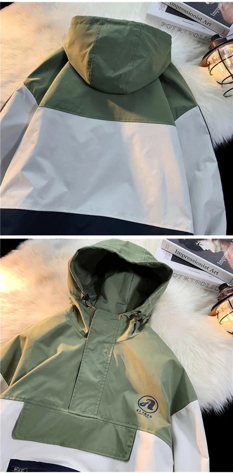 mens outerwear fashion print patchwork college style jackets zip up hooded jcket 2024 new plus size man women windbreaker unique default style 5890