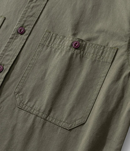 Men's Japanese Short Sleeve Cargo Shirt, Solid Color, Simple Fashion, Engineer Casual Shirt, 100% Cotton, New, Summer Street King Limited