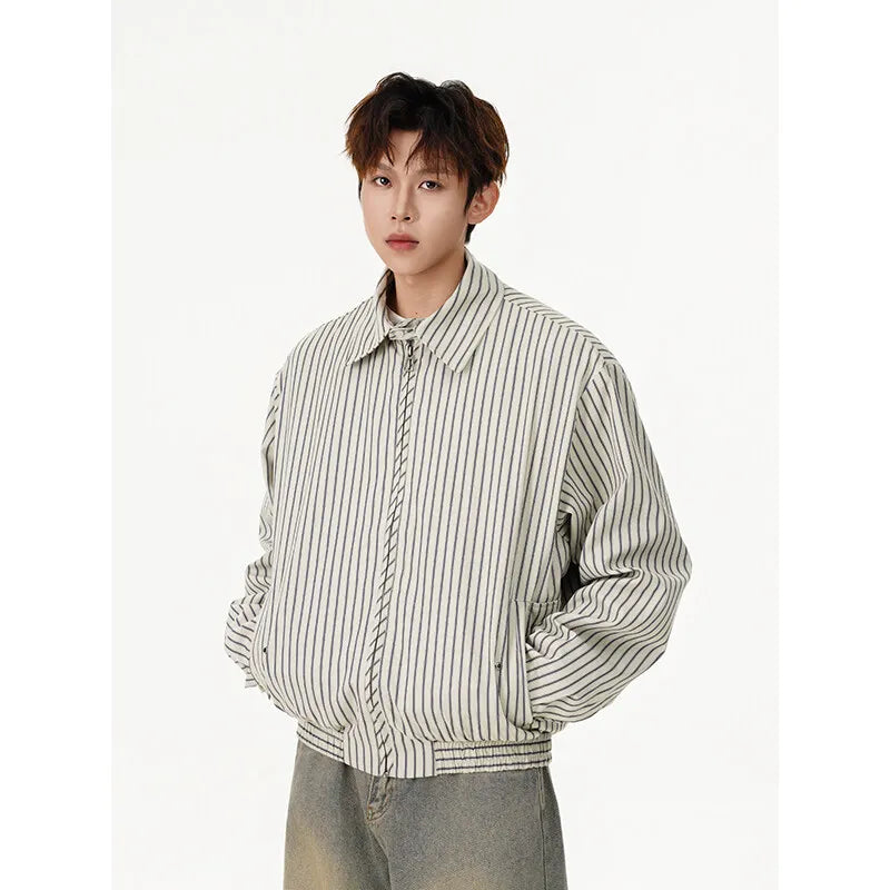 men women spring autumn streetwear fashion loose casual stripe bomber cargo jacket cityboy short coat outerwear utility cargo pants