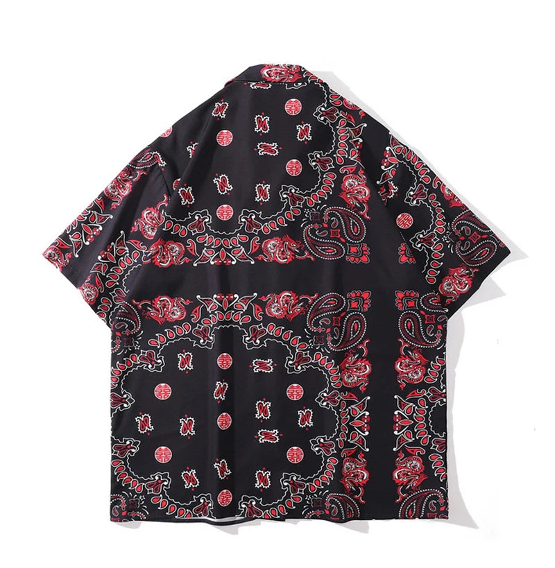 Rainbowtouches Unisex Summer Fresh Style Crane Digital Printing Comfortable  PrintingPolyester Casual Hawaii Street Wear Shirts Street King Limited