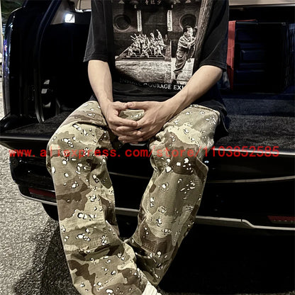2024 new american vintage direct casual functional work pants heavy duty washed outdated logging pants desert camo high street clean everyday pants