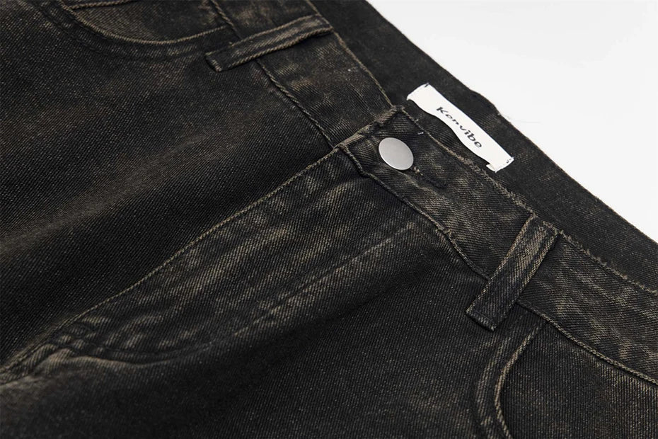 vintage black mens jeans patchwork hip hop baggy jeans man streetwear harajuku loose straight denim pants unique jeans style 4194