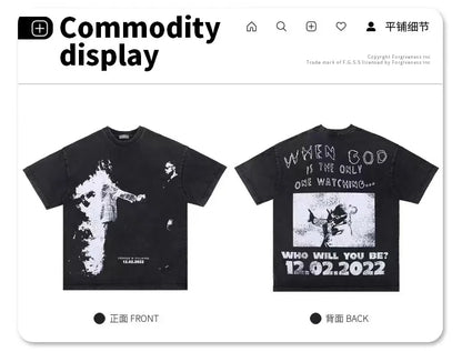 Hip-hop rap album featuring heroes and villains printed with short-sleeved shirts Street King Limited
