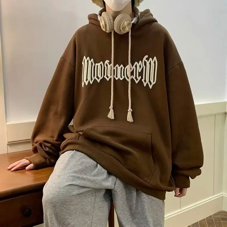 Autumn Vintage Gothic Letter Foam Printed Hooded Sweatshirts Hombre Casual Streetwear Hip Hop Hoodies Y2K Pullover Baggy Hoody Street King Limited