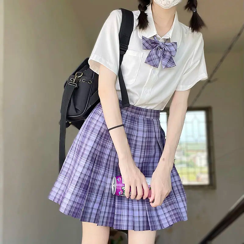 Jk Uniforms Gyaru School Uniform for Girl Student Pleated Skirt Uniform Set Women Short Sleeve Bow Tie Seifuku Japanese Style Street King Limited