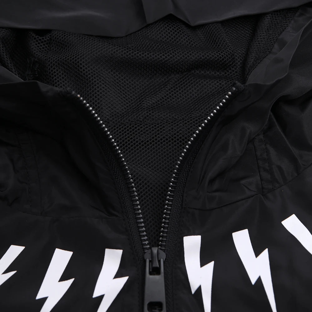 New luxury Men 2023 Classic Neil Thunderbolt Zipper Windbreak Windproof Parka Jackets With Hoody Outdoor Wear Thin #426 Street King Limited