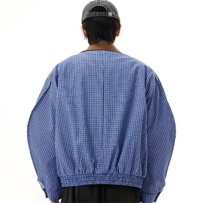 2024 autumn high street plaid jackets for men casual y2k vintage streetwear zipper coats hip hop fashion motorcycle jacket clean everyday pants