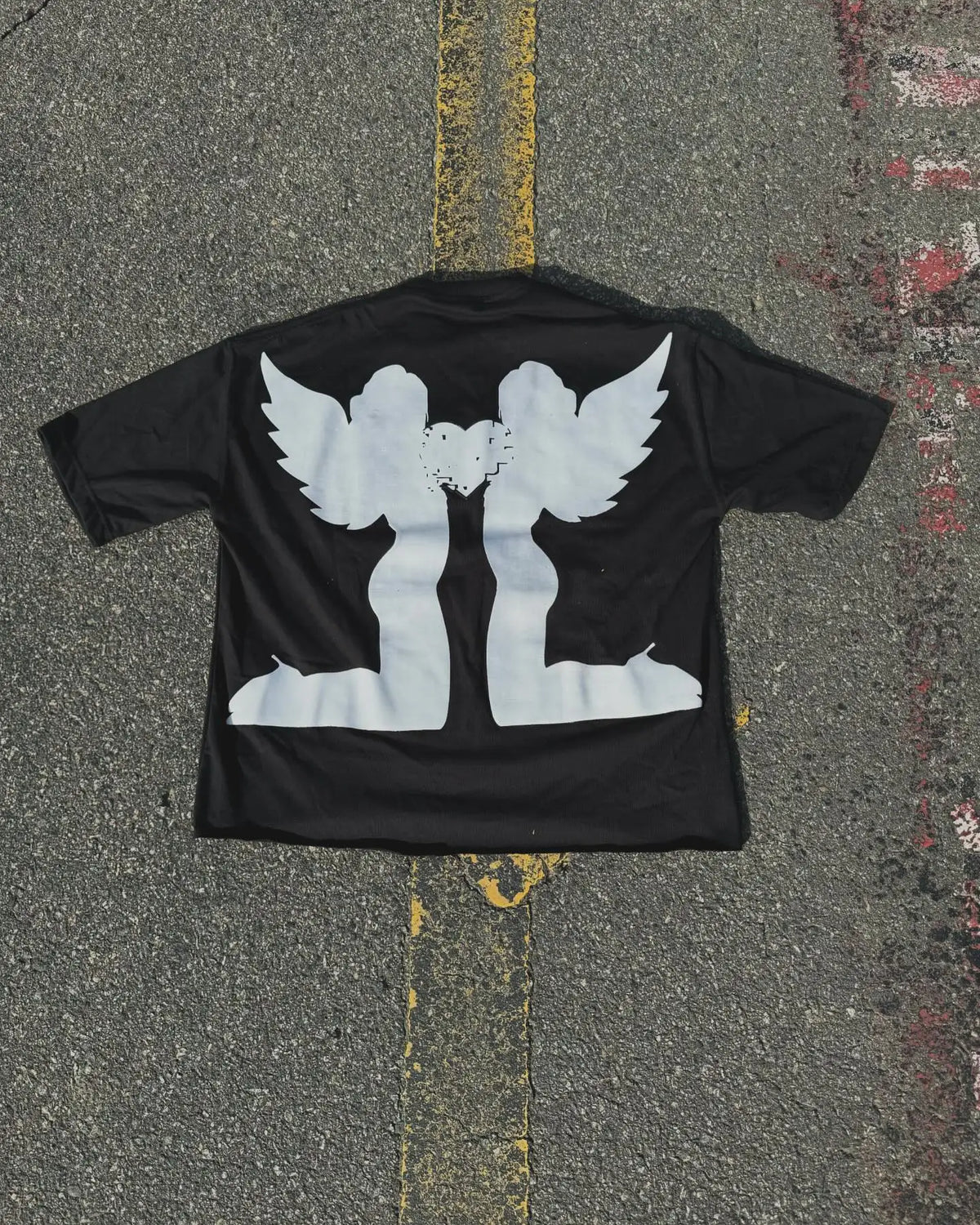 American Gothic Fashion Angel Print Oversized T-Shirt Women's Y2K Street Hip Hop Street Harajuku Round Neck Short Sleeve Clothes Street King Limited