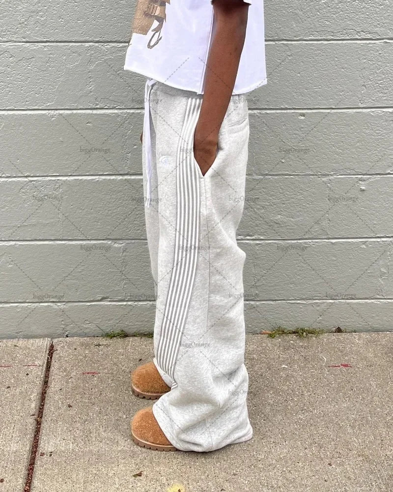 y2k high street retro striped letter wide leg pants street harajuku fashion nine point pants loose versatile oversized trousers unique default style 3121