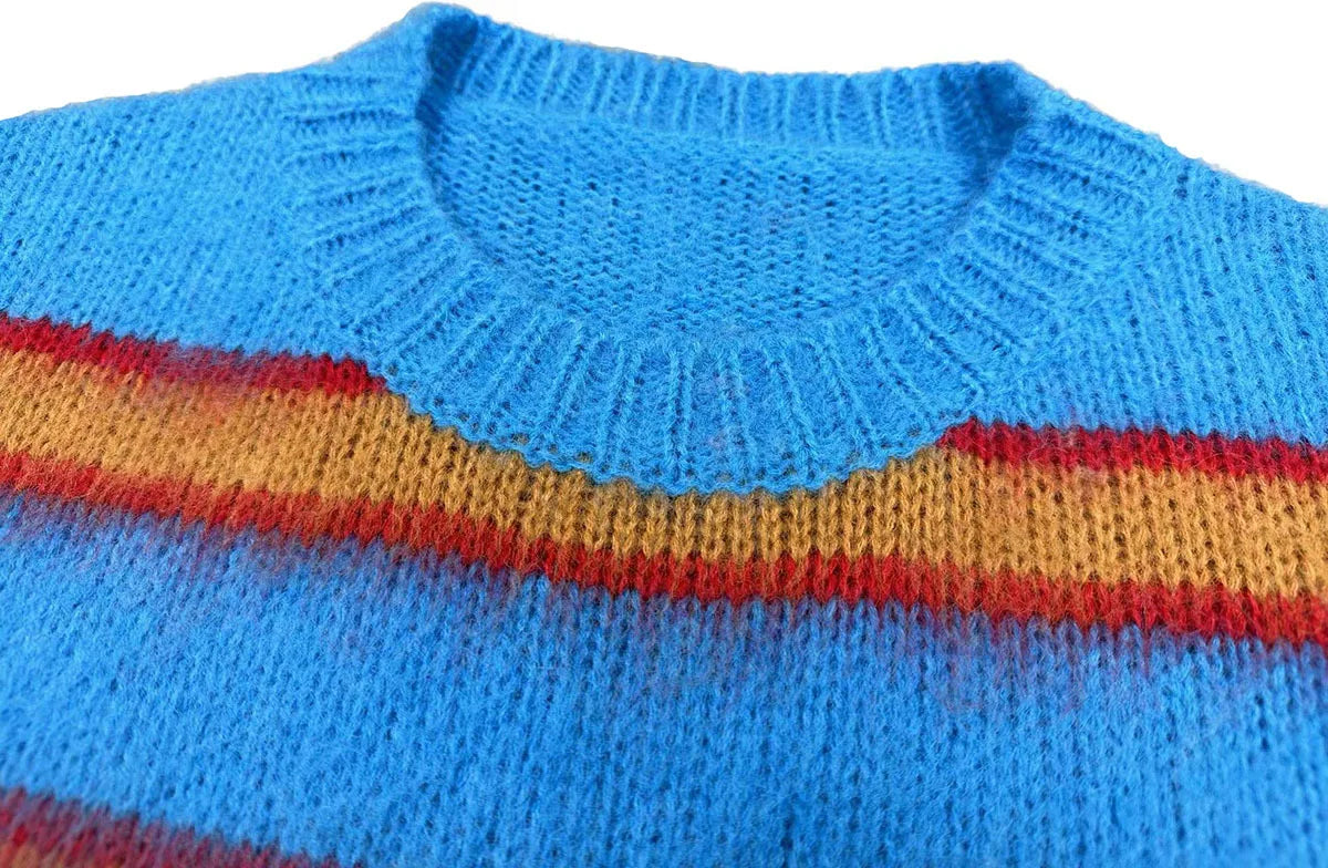New 2023 Men Luxury Striped Colorful Mohair Gentleman Classic Cotton Knit Casual Sweaters Pullover Asian Size High Drake #527 Street King Limited