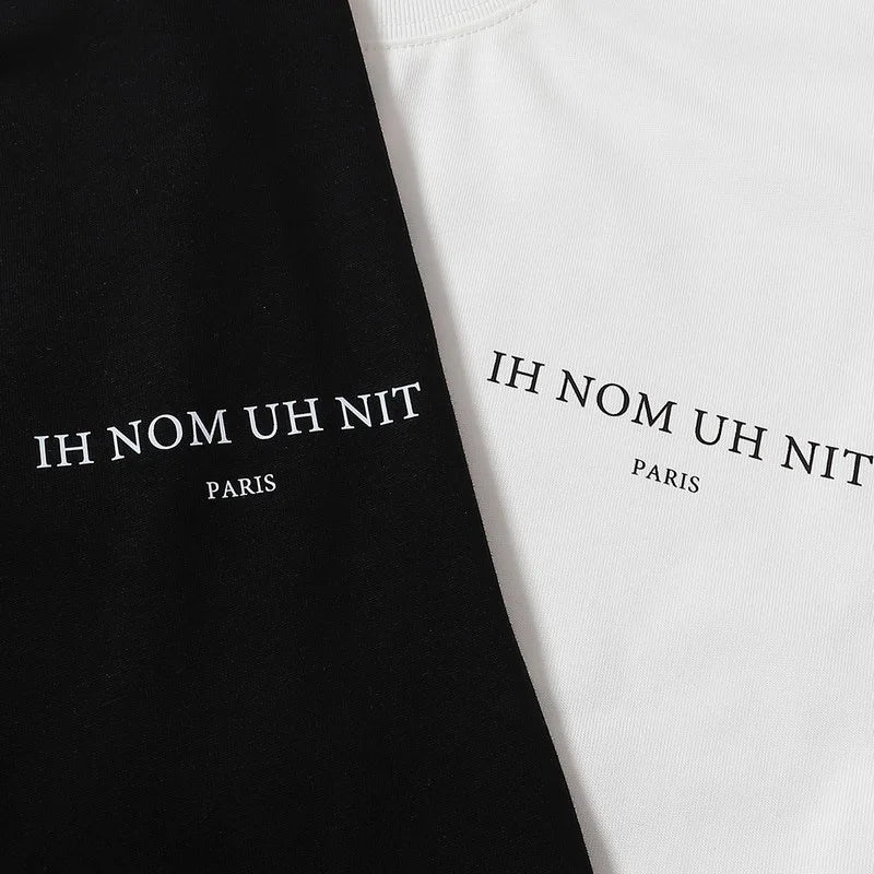 Black White IH NOM UH NIT Short Sleeve Tops Tee Men Woman Best Quality Simplicity Cotton Loose Versatile T Shirts Street King Limited