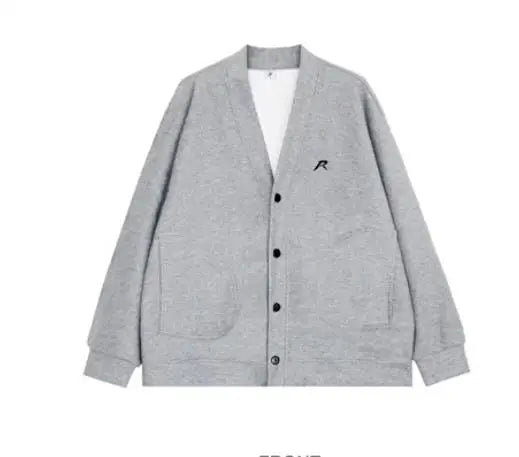American V-neck Mens Cardigan Spring New Embroidered Casual Loose Couple Knitted Coats Single Breasted Solid Sweater Jackets Street King Limited