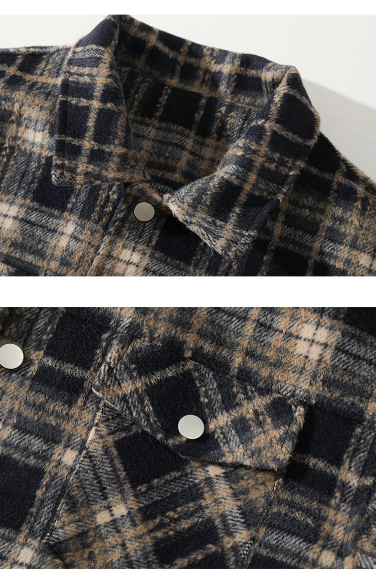 american retro red plaid jacket england style couple shirt jackets autumn new unisex coat three dimensional pockets design unique default style 5751