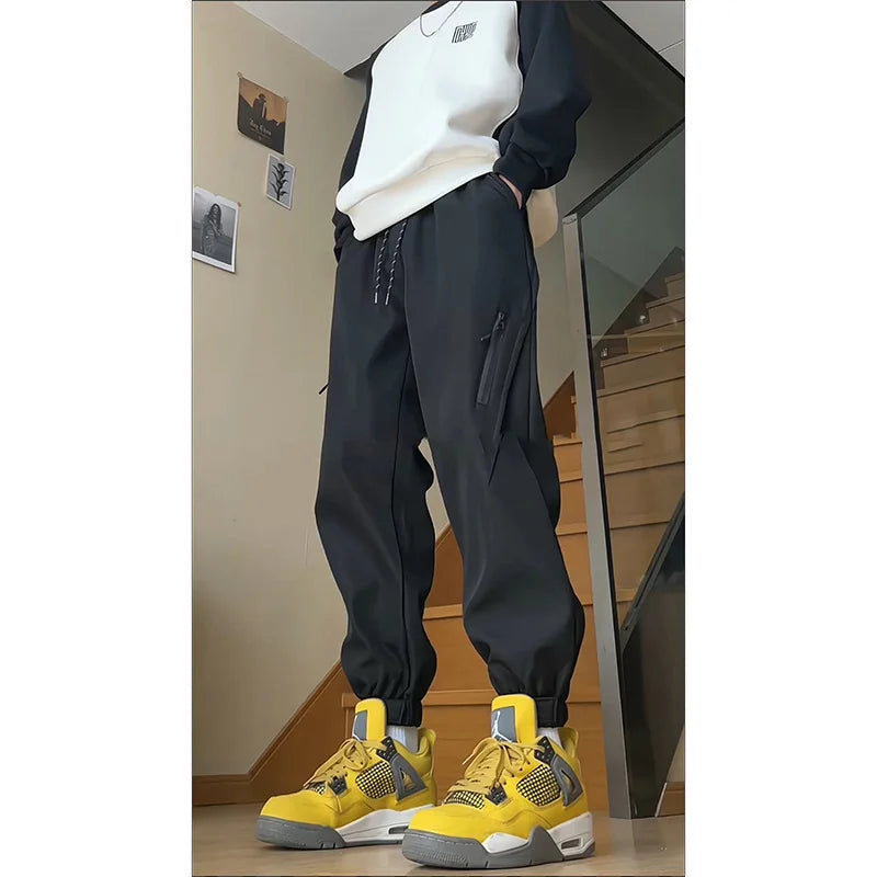 mens tactical joggers pants casual y2k multi pocket trousers streetwear techwear black sweatpants functional cargo pantalones relaxed fit joggers