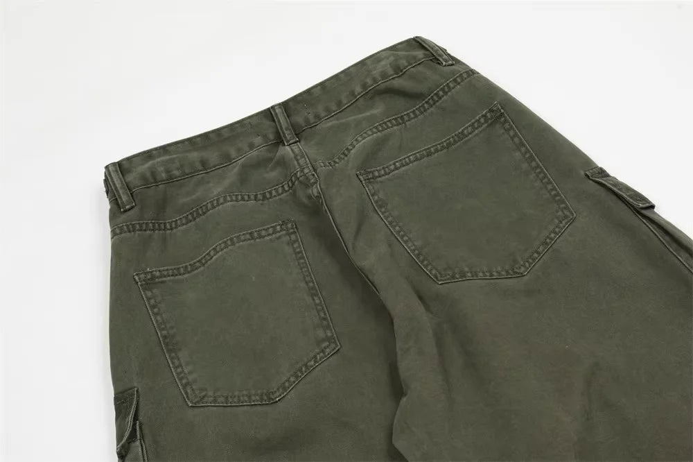 new multi pocket heavy industry washed cargo pants mens high rise loose y2k vintage streetwear oversized straight leg jeans unique cargo style 811