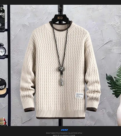 Stripe Sweaters Men Winter Korean Style Mens Warm Sweater Men Fashion Sweaters Splicing Color Patterns Men's Wool Pullovers Male Street King Limited