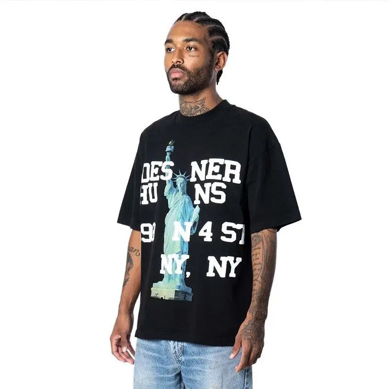 American street style hip hop printed T shirt men and women fashion retro niche loose and simple Y2K loose oversized T shirt Street King Limited