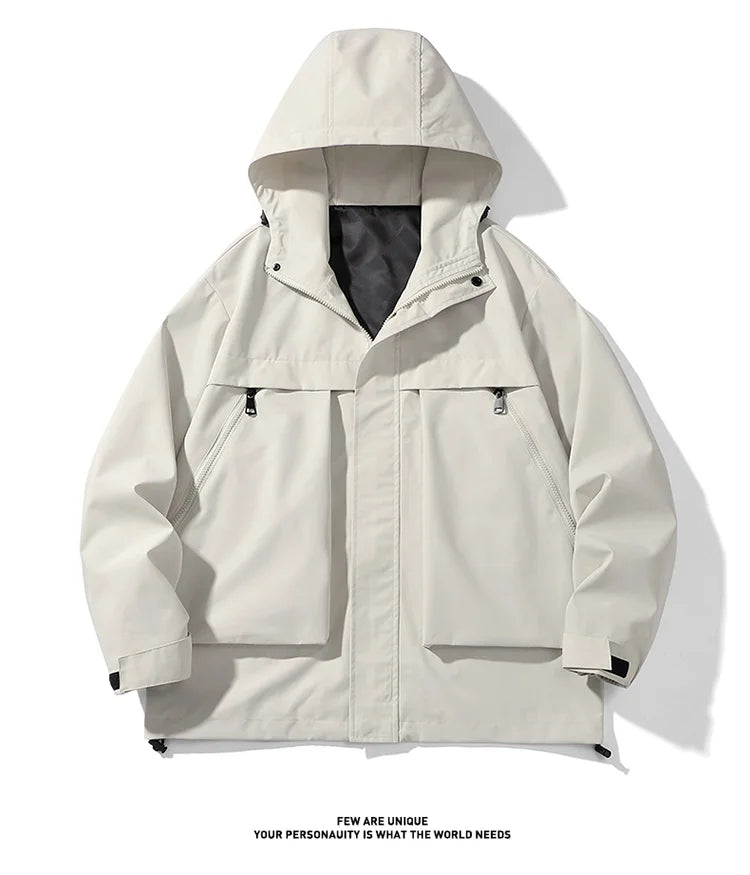 japanese outdoor jackets classic men solid color jacket spring autumn hooded coat basic zipper up windbreaker unisex outerwear unique default style 5332