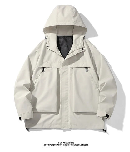 japanese outdoor jackets classic men solid color jacket spring autumn hooded coat basic zipper up windbreaker unisex outerwear unique default style 5332