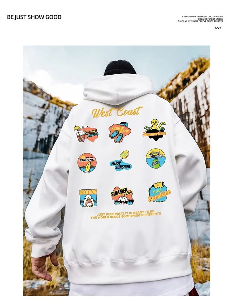 West Coast Graffiti Graphic Hoodie Sweatshirts Men Autumn Pullovers Hoodies Casual Male Y2K Streetwear Top Hip Hop Tracksuit Street King Limited