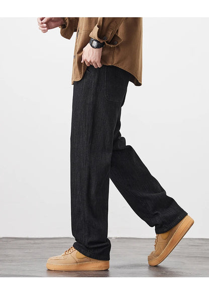 plus size 28 42 micro elastic jeans men classic fashion casual loose straight black denim jeans pant cityboy jeans long trousers unique jeans style 2028