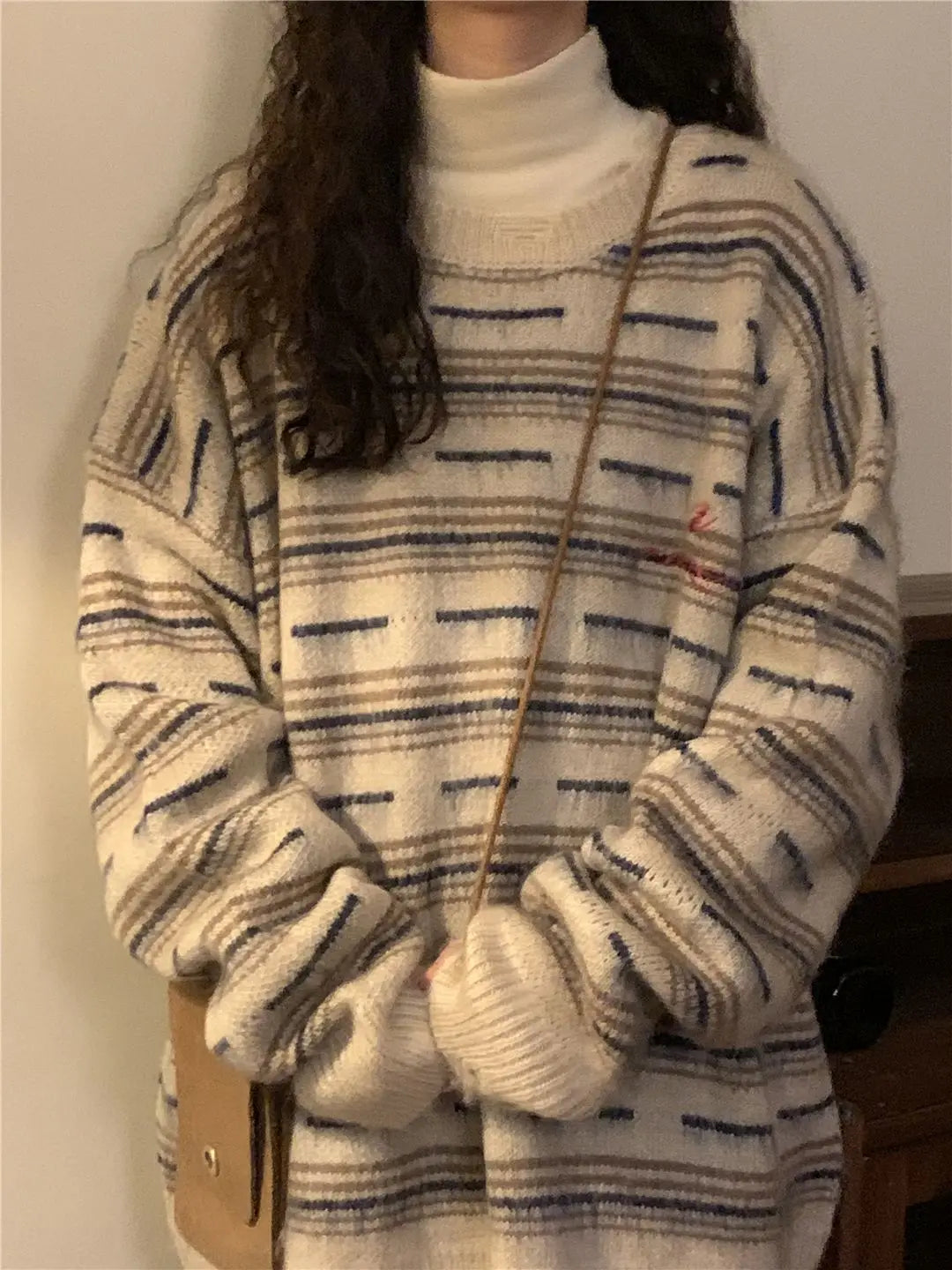 American autumn and winter street fashion individual round neck sweater for couples loose retro casual knitted Harajuku top y2k Street King Limited