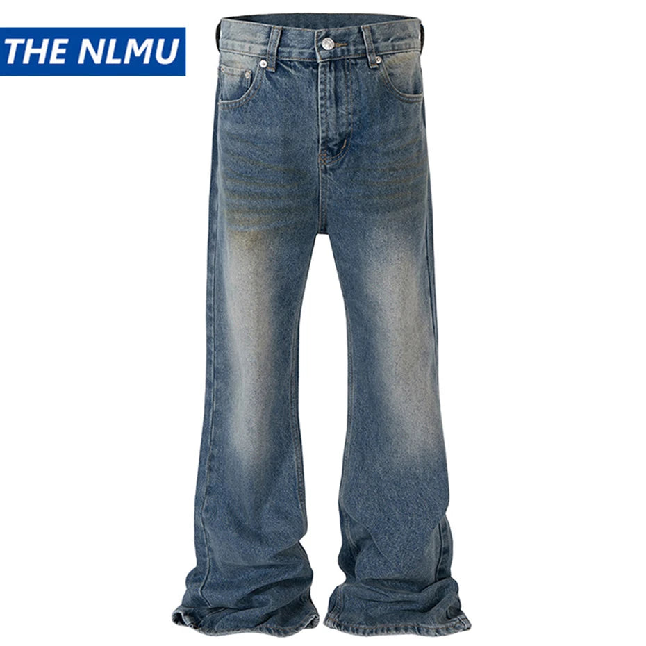 mens blue flared jeans fashion designer loose denim pants 2024 new fashion casual jeans trousers denim street jeans
