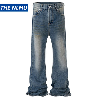 mens blue flared jeans fashion designer loose denim pants 2024 new fashion casual jeans trousers denim street jeans
