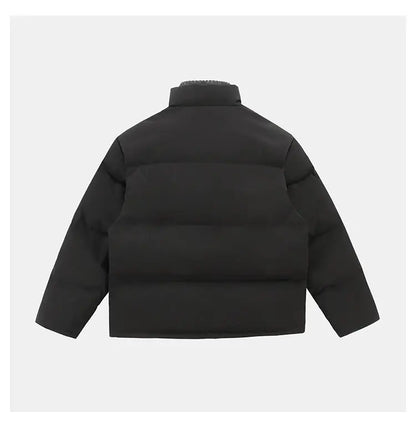 Winter Splice Denim Cotton-padded Jacket Men Women Stand Collar Fashion Loose Casual Thicken Warm Parkas Jacket Boyfriend Coat Street King Limited