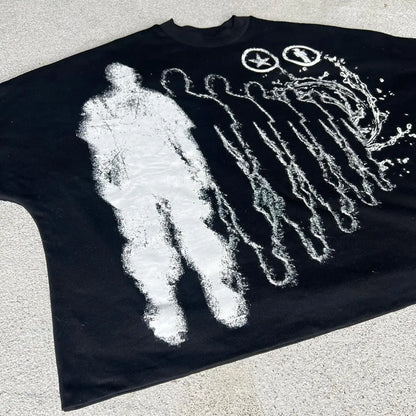 American Trendy Gothic Punk Letter Printed Oversized T-Shirt Men's Y2K Street Hip-Hop Loose Versatile Casual Cotton Top Street King Limited