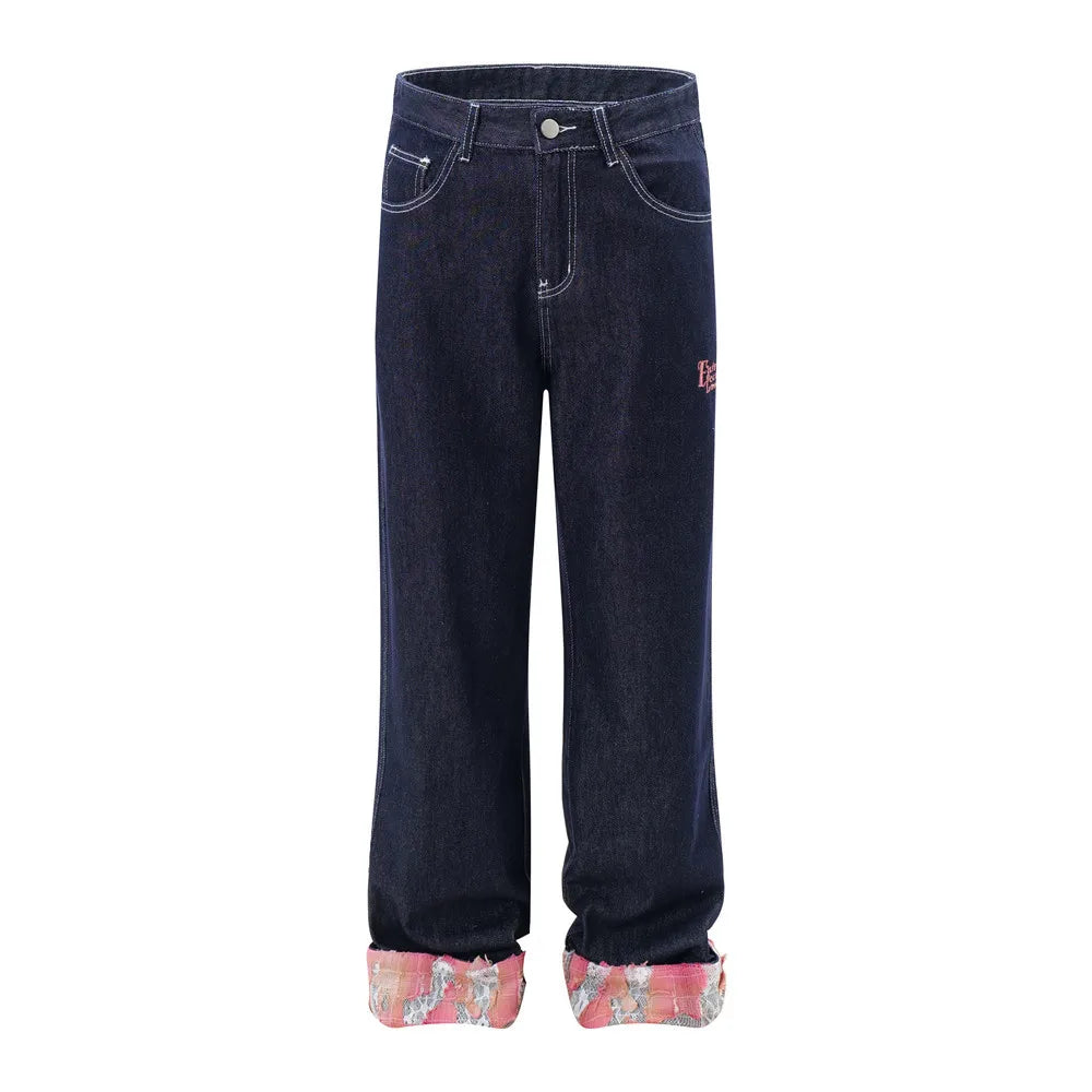 fashion men jeans pocket patchwork loose denim pants hip hop streetwear baggy trousers y2k men s jeans unique jeans style 472