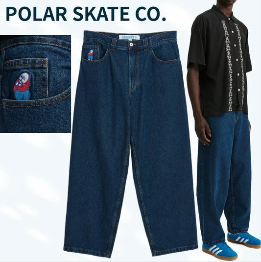 Harajuku Polar Big Boy Graphic Embroidery Denim High Waist Baggy Mens Jeans streetwear Wide Trousers Jeans Y2K Skateboard Pants Street King Limited