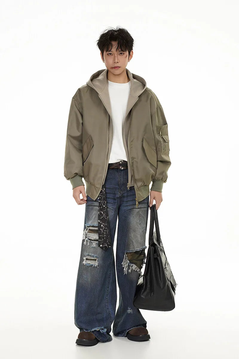 splice hat flight jacket men women streetwear fashion loose casual short hooded bomber jacket couple hoody coat outerwear unique shorts style 614