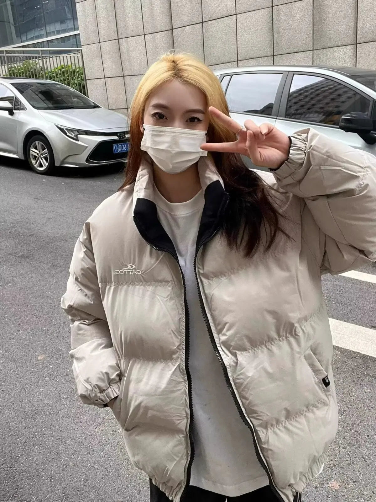 Winter Double Sided Parkas Women Men Thick Warm Patchwork Cotton Padded Coat High Street Loose College Stand Collar Outwear New Street King Limited