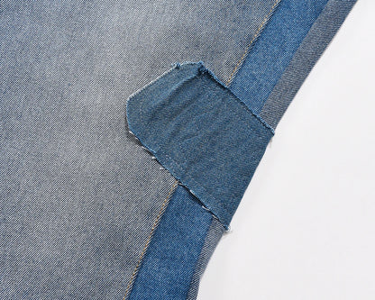 high street patchwork hole ripped baggy jeans for men straight pocket washed distressed casual denim trousers oversized unique jeans style 4026