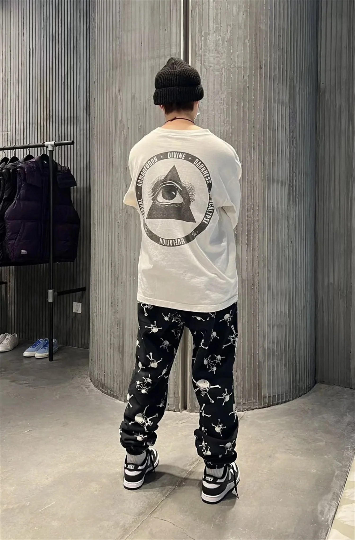 Summer 24ss Cross Print Brand Fashion Round Neck High-Street Round Neck Cotton Long Sleeve T Shirt Pullover Street King Limited