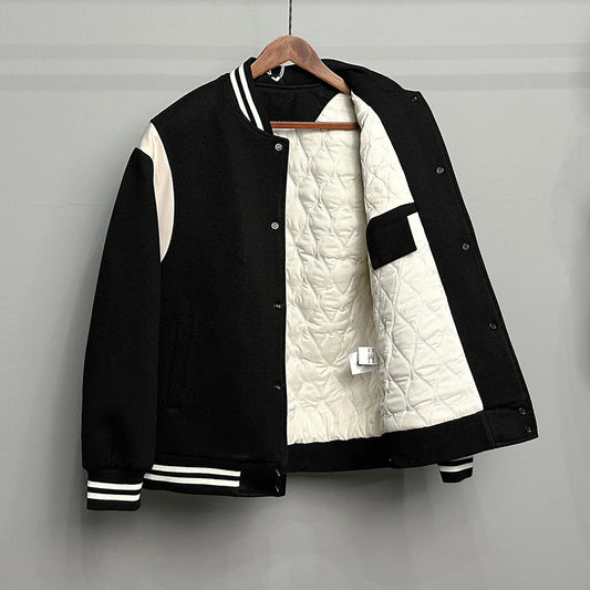 men thicken quilted baseball jacket women streetwear fashion hip hop loose casual padded cotton parkas coat unisex outerwear minimalist street pants