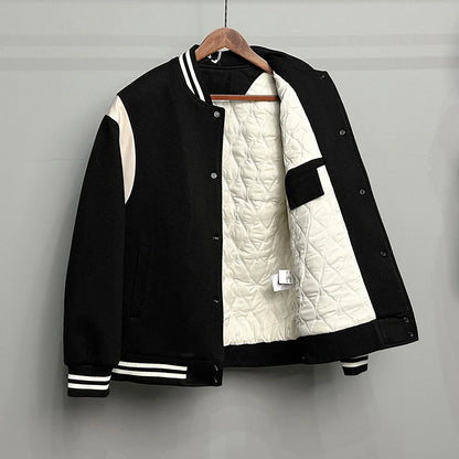 men thicken quilted baseball jacket women streetwear fashion hip hop loose casual padded cotton parkas coat unisex outerwear unique default style 1418