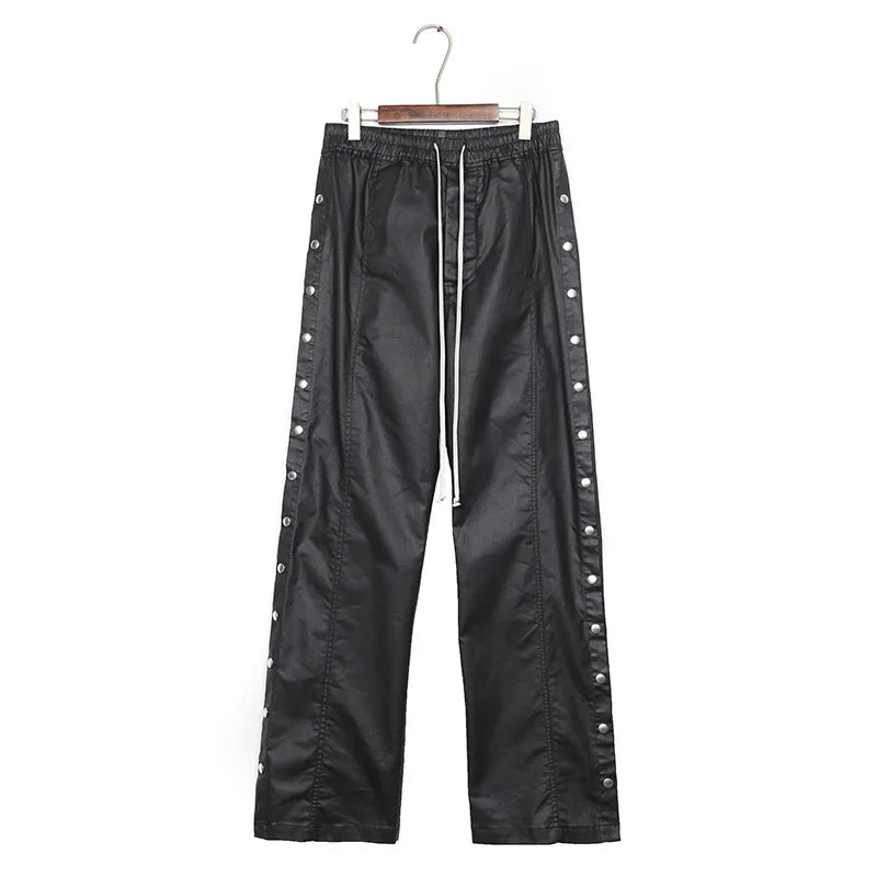 new men 2023 rick waxed workwear breasted rivet sides cargo comfortable cotton parkour sweat casual pants sweatpants tag 721 streetwear sweatpants