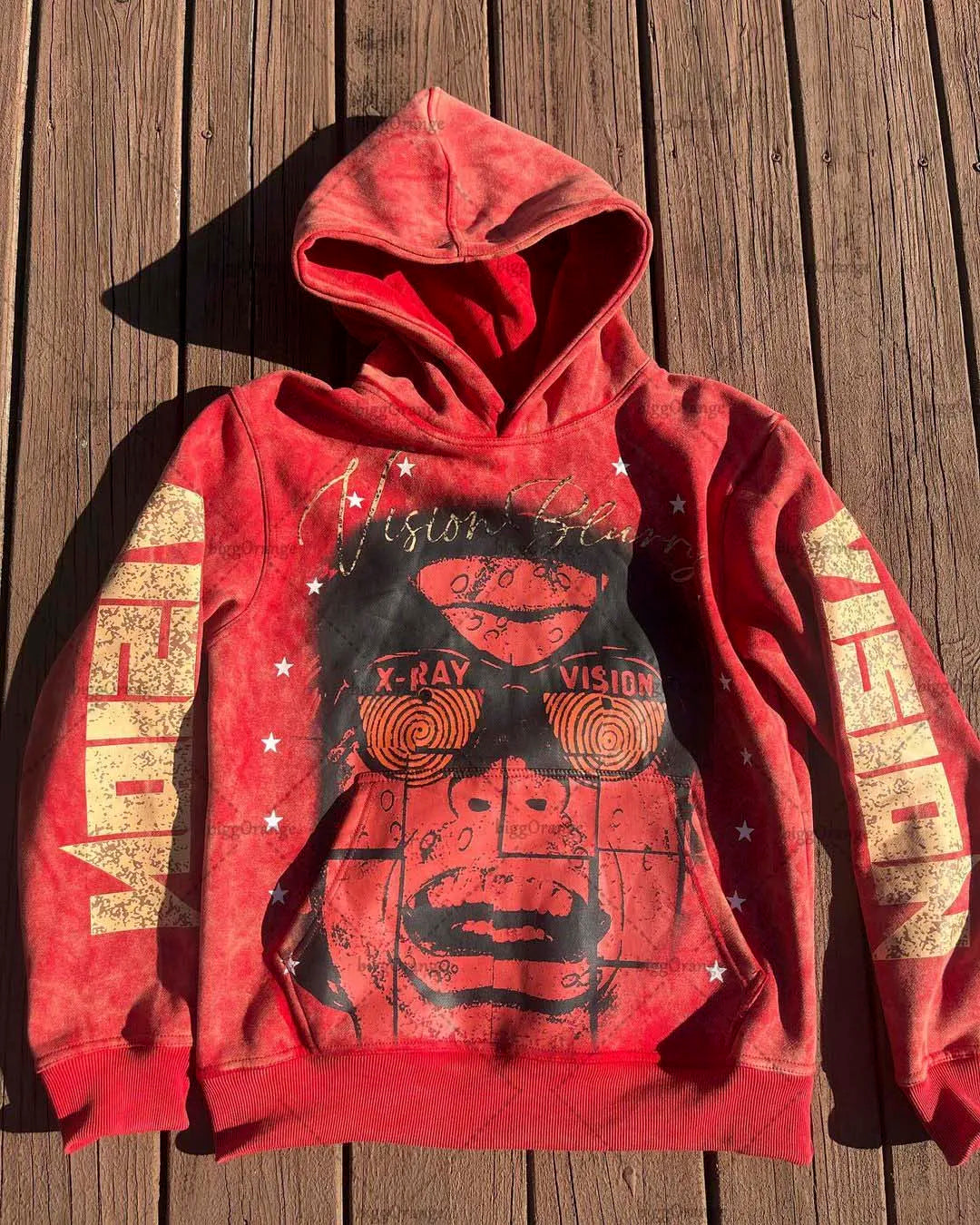 American Gothic Punk Cartoon Letter Print Oversized Hoodie Men's Fashion Loose Harajuku Style Pullover Sweatshirt Women's Street King Limited