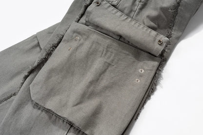 y2k streetwear tassel multi pocket jeans for men straight solid baggy cargo pants pantalones hombre casual denim trousers 1 unique cargo style 619