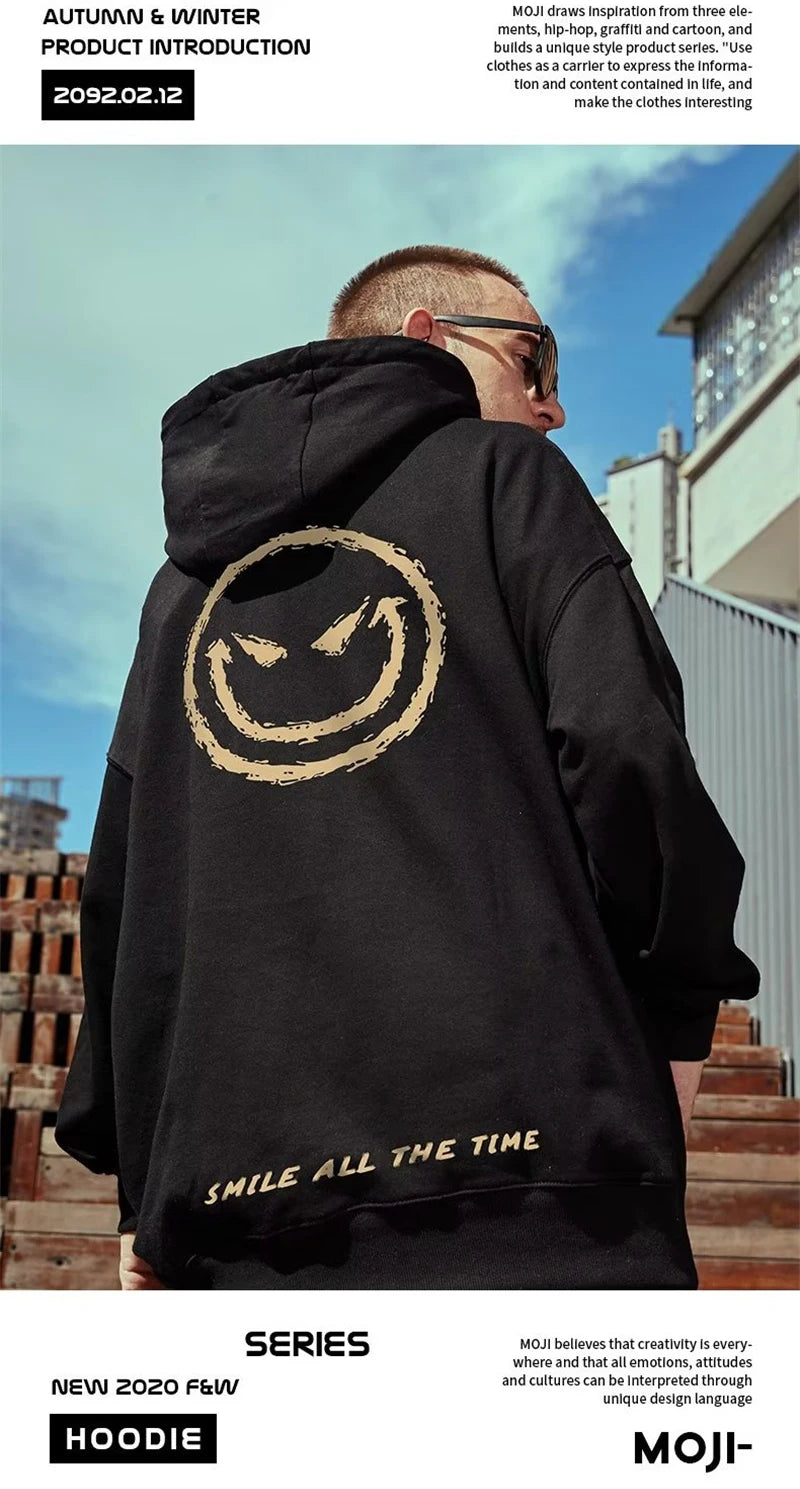 Autumn Smile Print graphic hoodies Harajuku Fashion Casual Cool Hoody Men Streetwear Funny Hoodie Couples Hip Hop y2k Clothes Street King Limited