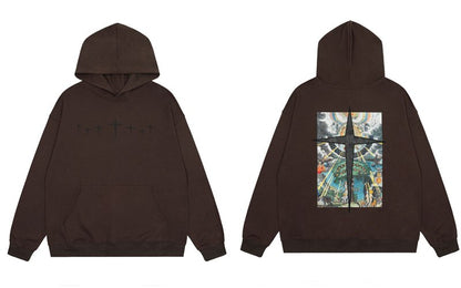 "Black Cross" Unisex Men Women Streetwear Graphic Hoodie Daulet Apparel
